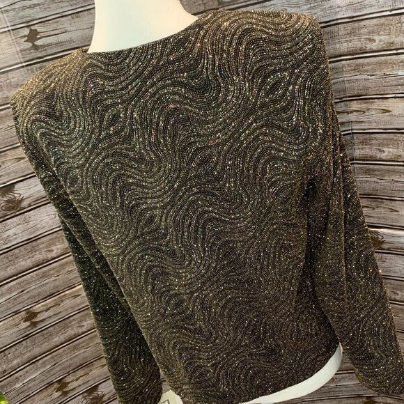 DRESS BARN Black and Gold Evening Shrug Jacket NWT - Picture 5 of 5